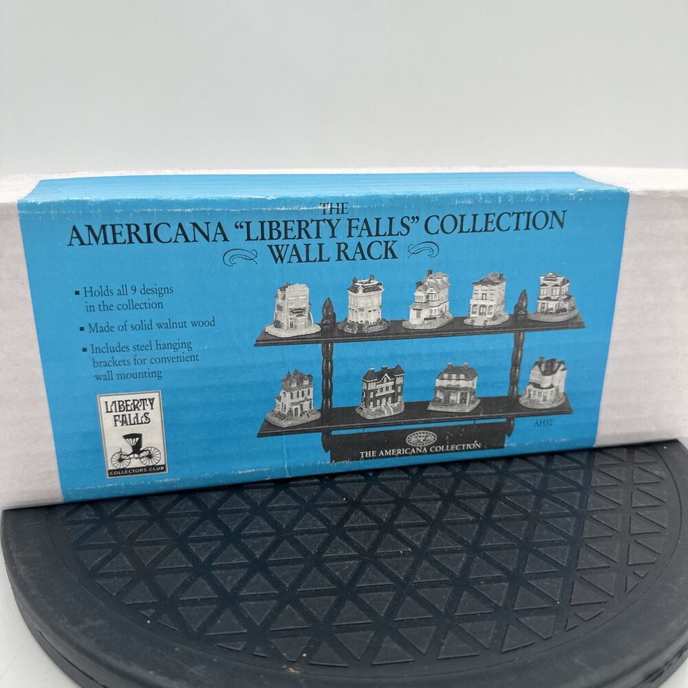 Liberty Falls Walnut Display Shelves Rack Solid Wood Holds 9 Buildings NIB